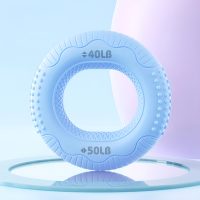 Blue 40-50LB dual-resistance hand grip ring for muscle toning and active recovery.