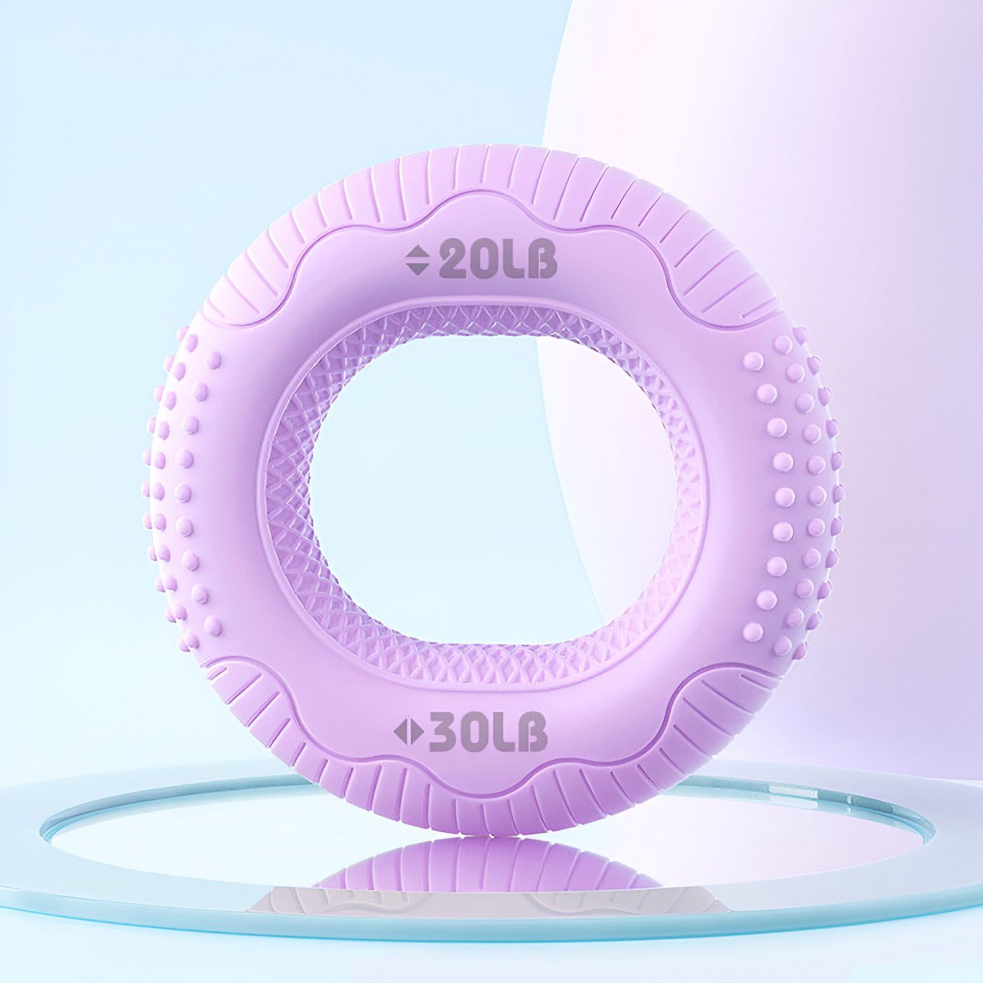 Purple 20-30LB hand grip strengthener for rehabilitation and light strength training.